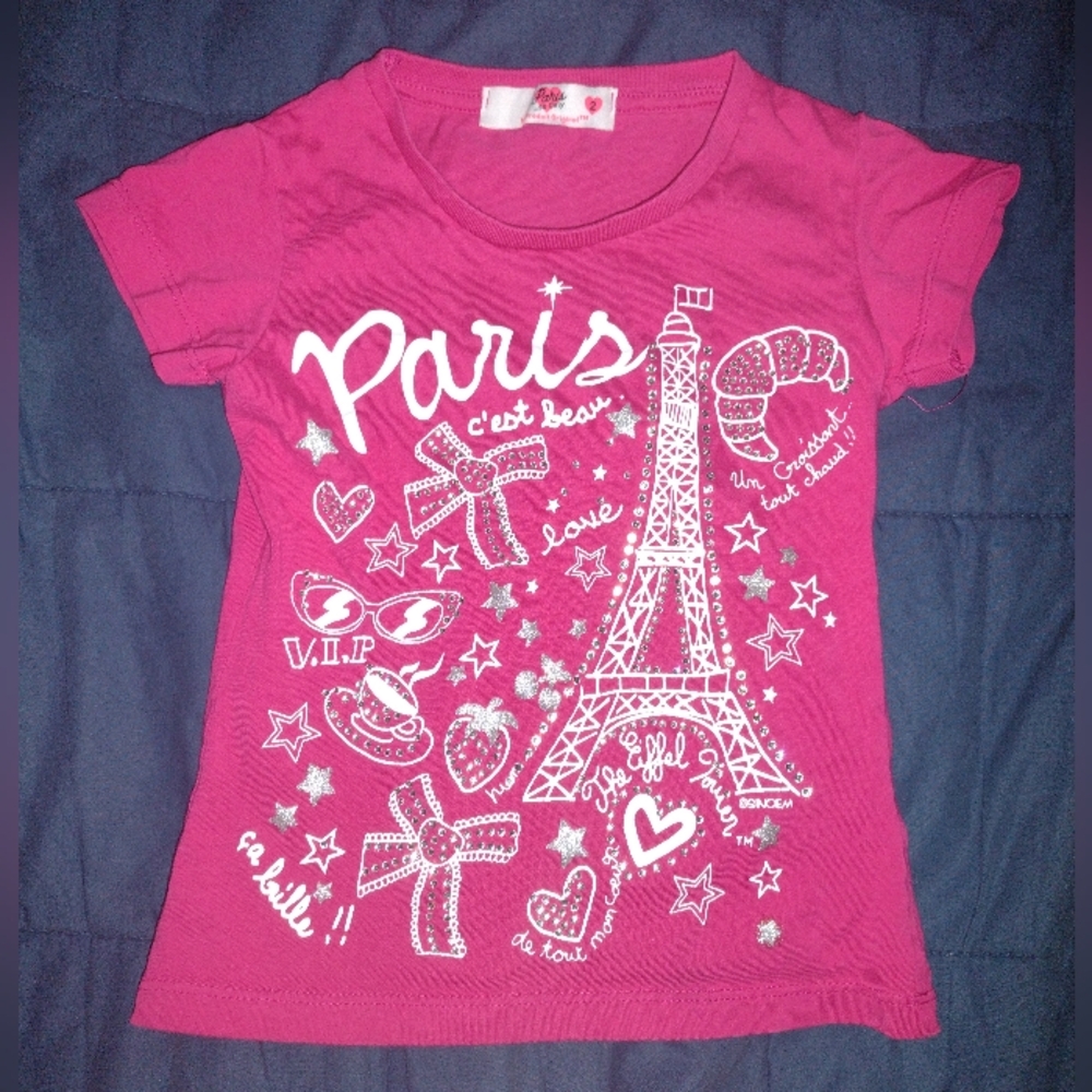 Paris...So Girly Pink Paris, France Shirt Size 2